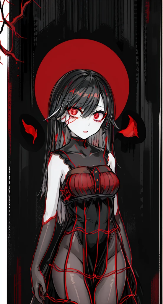 1girl, black hair, (red eye) ,red rose, Red bow,  black noble dress ,pale skin,
(high resolution, high detail, best quality), mysterious, elegant, shy