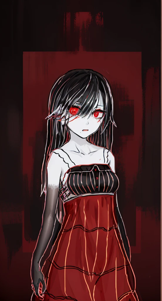 1girl, black hair, (red eye) ,red rose, Red bow, black noble dress ,pale skin,
(high resolution, high detail, best quality), mysterious, elegant, shy