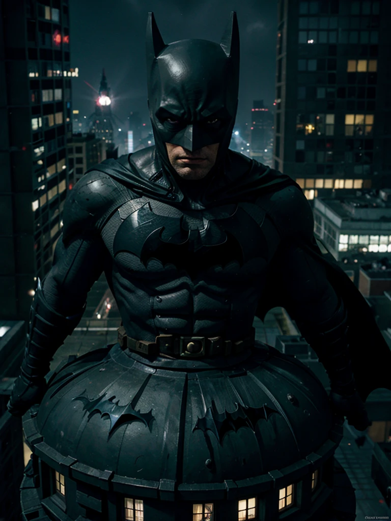 batman on top of a building in arkham city alone at night