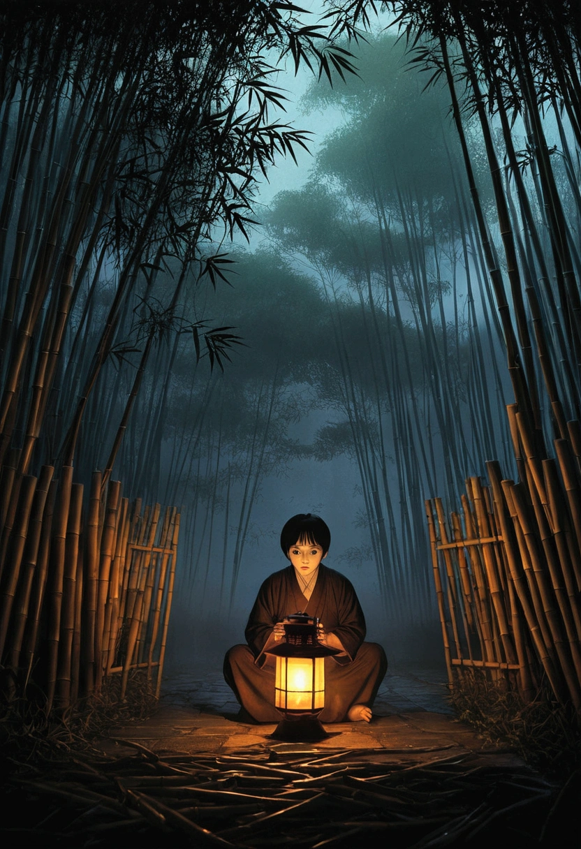background image、darkness、Thick Fog、A large square in front of the screen、bamboo、Lantern、Junji Ito