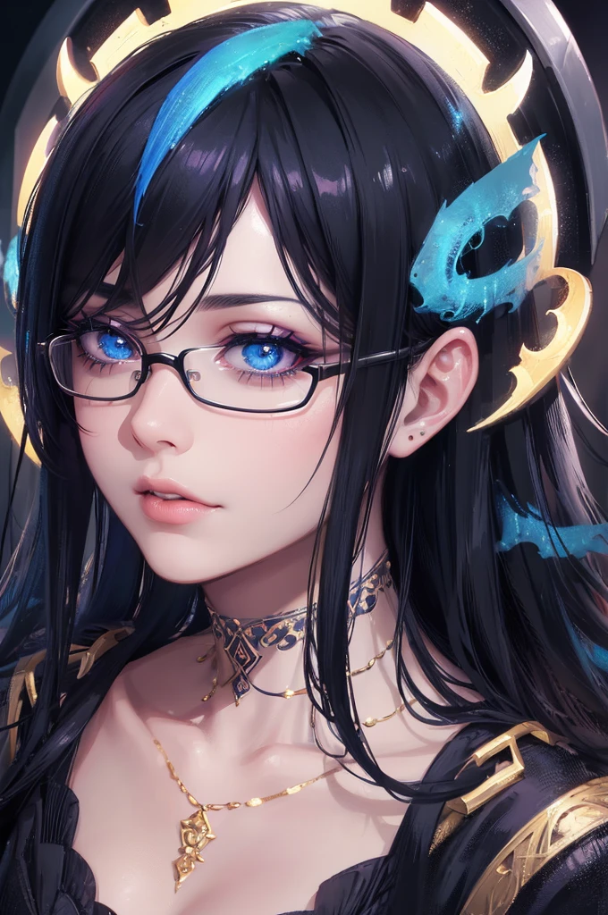 a beautiful girl with black hair and a blue streak, a pale skin tone, and a boy with dark skin and black hair wearing glasses, both with clown makeup, in a surreal, dreamlike scene, (best quality,4k,8k,highres,masterpiece:1.2),ultra-detailed,(realistic,photorealistic,photo-realistic:1.37),surreal,dreamlike,fantasy,whimsical,vibrant colors,moody lighting,dramatic shadows,intricate details,romantic,poetic,elegant,highly detailed faces and expressions,beautiful eyes,full lips,sharp focus,atmospheric,cinematic