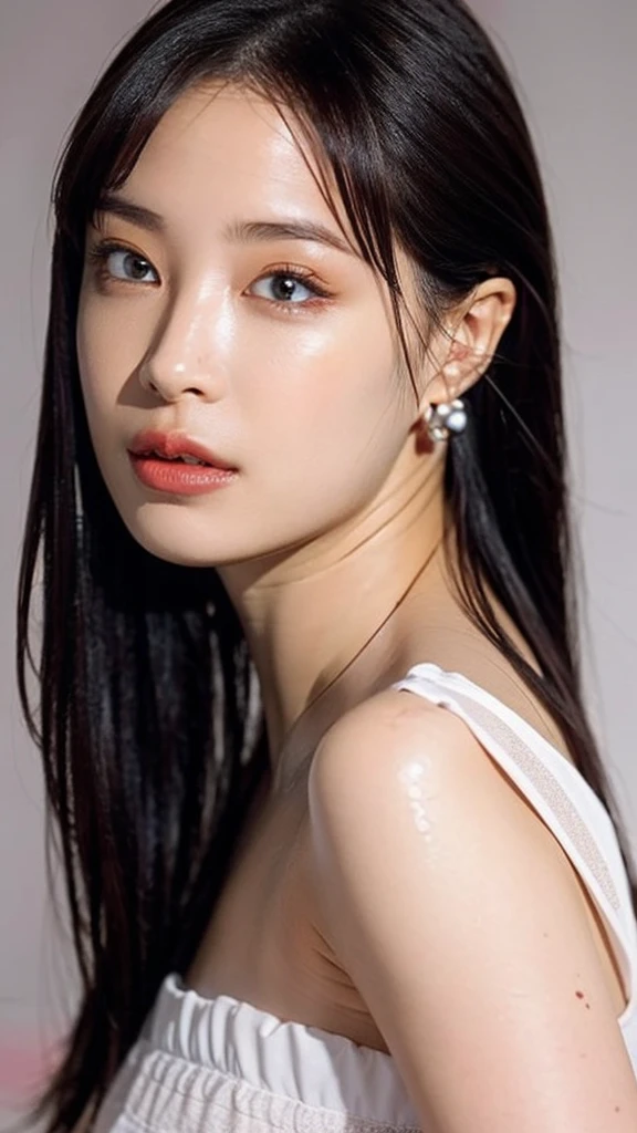 (raw photo:1.2), (photorealistic:1.4), beautiful detailed girl, very detailed eyes and face, beautiful detailed eyes, ridiculous, incredibly ridiculous, huge file size, super detailed, high resolution, very detailed, best quality, masterpiece, very detailed, unified, 8k wallpaper, amazing, Fine details, masterpiece, best quality, very detailed CG uniform 8k wallpaper, light on face, cinematic lighting, pale skin, a close up of a naked woman posing for a picture,completely naked beautiful Japanese woman, beautiful young Japanese woman, big eyes:1.1, double eyelids:1.1, thick lips, parted lips:0.8, shoot from side, looking at viewer,gleaming skin,shiny skin