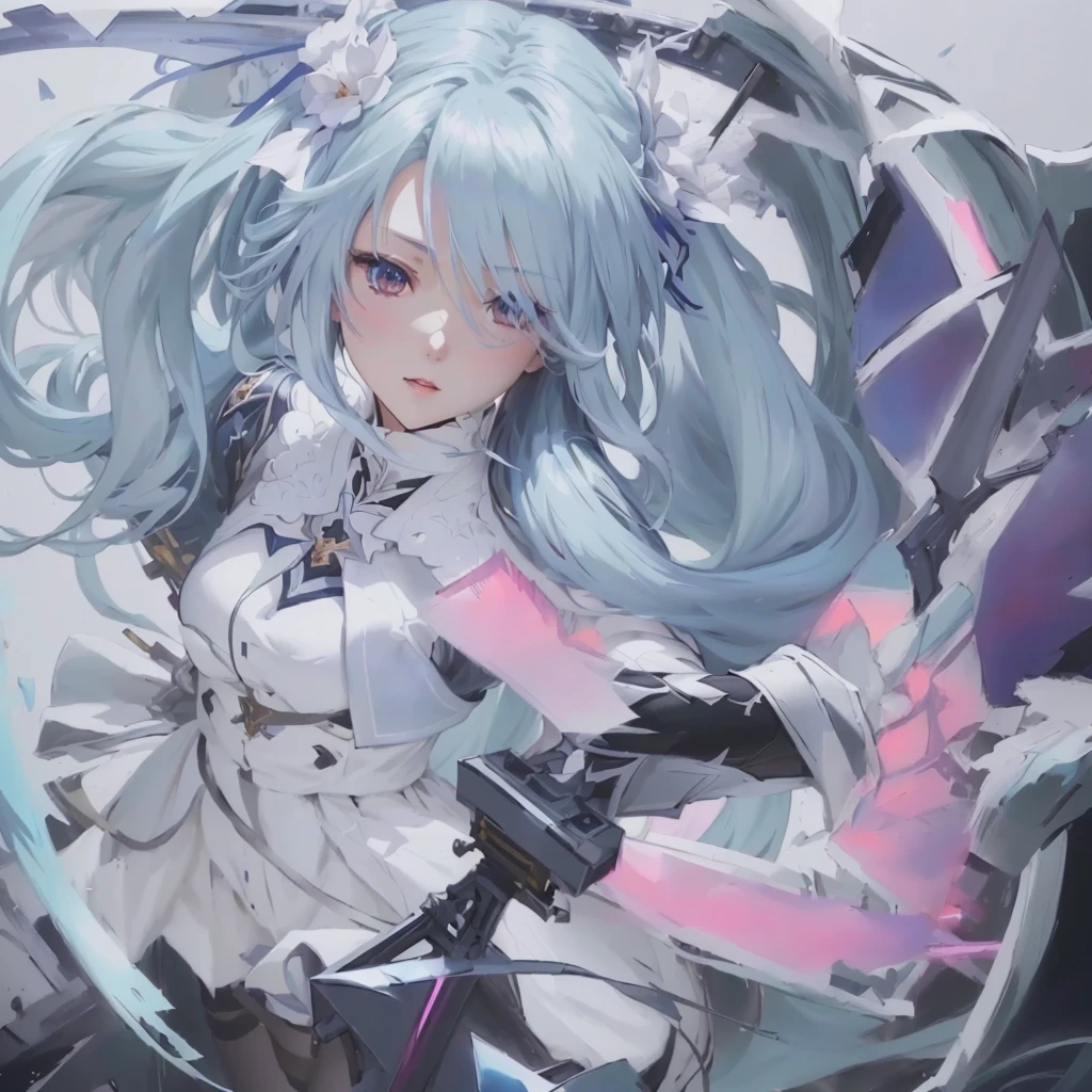 Anime girl with long hair and white dress holding a sword, Best anime 4k konachan wallpaper, Detailed Key Anime Art, From Arknights, Official artwork, high detailed Official artwork, anime art wallpaper 4k, anime art wallpaper 4k, Detailed digital anime art, Detailed anime artwork, Anime Style 4k, Official Anime Artwork, Detailed anime art, Nightcore