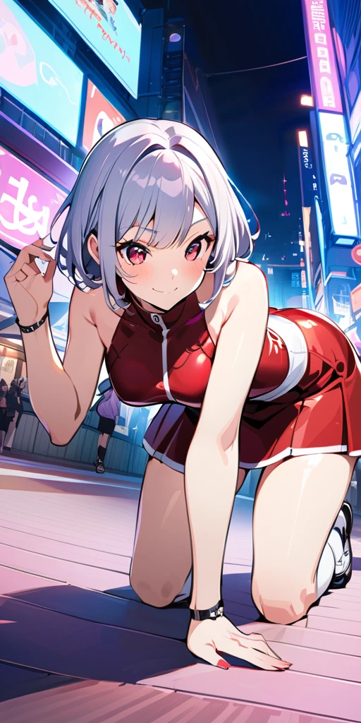 ((Highest quality、masterpiece、Anime Style、Highest quality、High resolution、8k、detailed、ultra-detailed:1.3))、Long legs、Sharp focus:1.2, Beautiful woman with perfect figure:1.4、(smile:1.2), double eyelid、30-year-old woman、Sexy pose、((((Shut your mouth.、One Woman)))),The background is tokyo、アヘ顔,