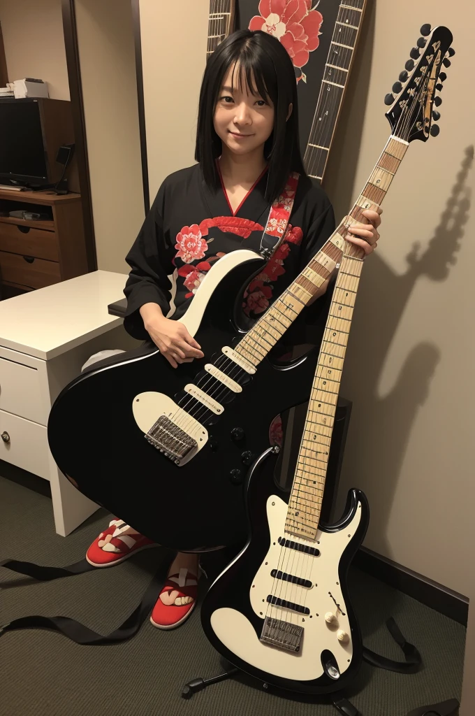Japanese themed 7 string super strato guitar 
