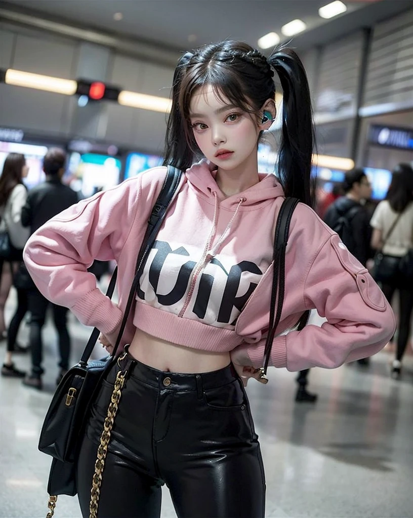 There's a girl with headphones and a pair of leggings, linda Delphine, com fones de ouvido, com fones de ouvido, usando fones de ouvido de gato, e 2K Cutecore Clowncore, Fones de ouvido rosa, E - , e-menina, Usando fones de ouvido, Ulzzang, Parque Roseanne do Blackpink, cabelo rosa twintail e olhos cianos, lofi
