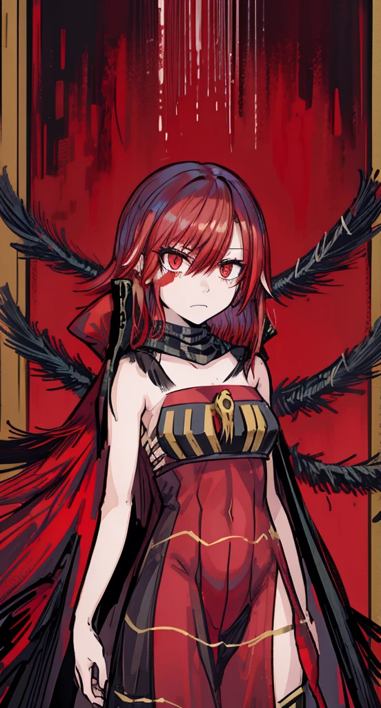 1girl,angry face, scarf, red eyes,feather, bandit clothes, mercenary, red hair, wavy hair, cape,
beautiful clothes, (high resolution, high detail, best quality), solo, big chest, sfw