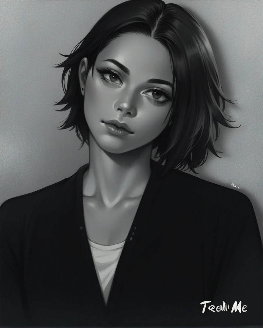 a beautiful woman , with short hair, redheads and curly, Bullish, dark-skinned , next to actress Ruby Rose on the street 