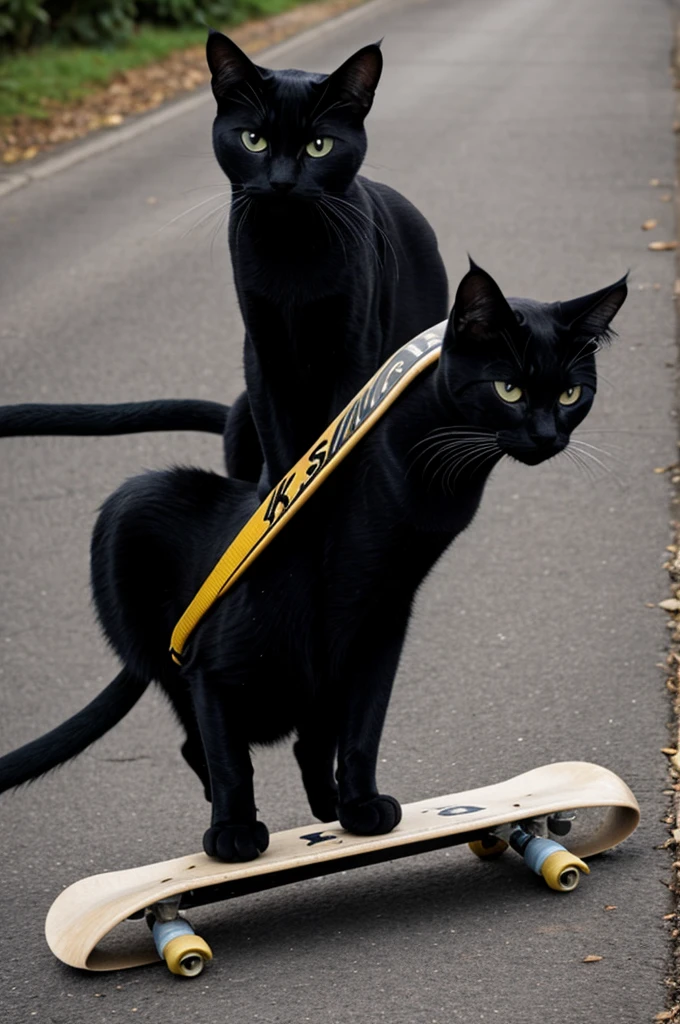 Black cat wearing sk8