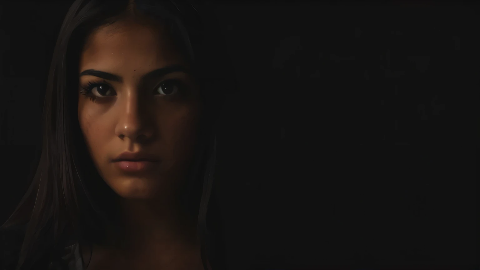 Latin girl, pretty, brown eyes, high school, (super-realistic image), (horror movie atmosphere), (poster), (dark color palette) 