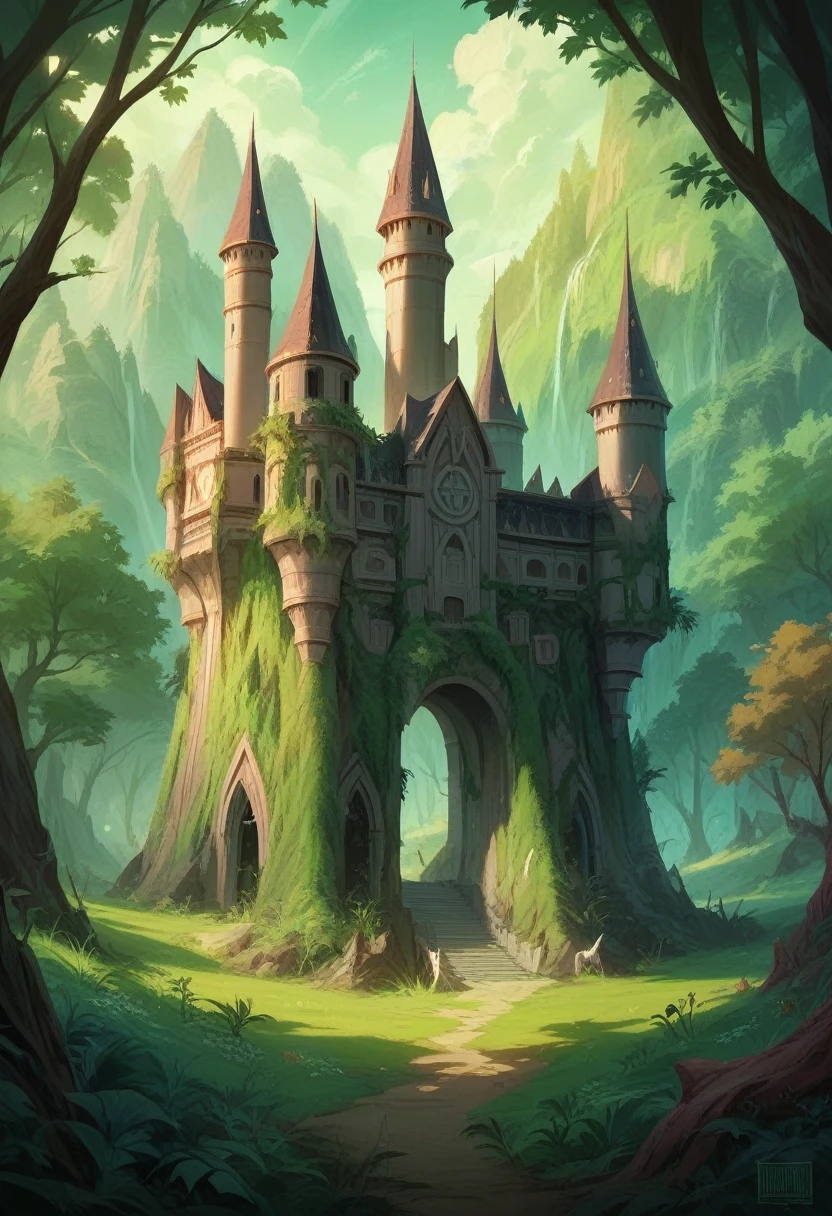logo de um jogo rpg "Wilderfeast"a detailed fantasy rpg landscape, lush green meadow, rolling hills, dense forest, castle in the distance, sunlit atmosphere, cinematic lighting, intricate details, stunning 4k resolution, hyperrealistic, highly detailed, masterpiece