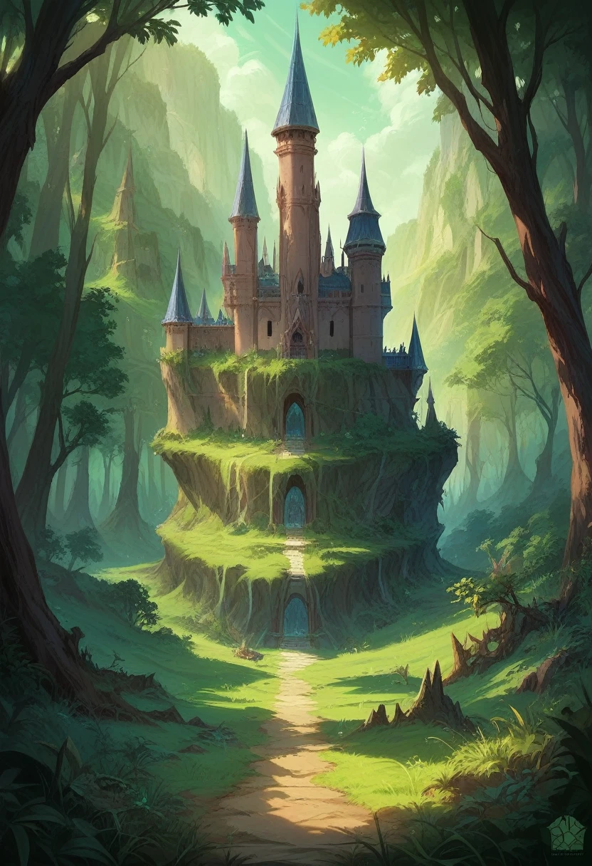 logo de um jogo rpg "Wilderfeast"a detailed fantasy rpg landscape, lush green meadow, rolling hills, dense forest, castle in the distance, sunlit atmosphere, cinematic lighting, intricate details, stunning 4k resolution, hyperrealistic, highly detailed, masterpiece