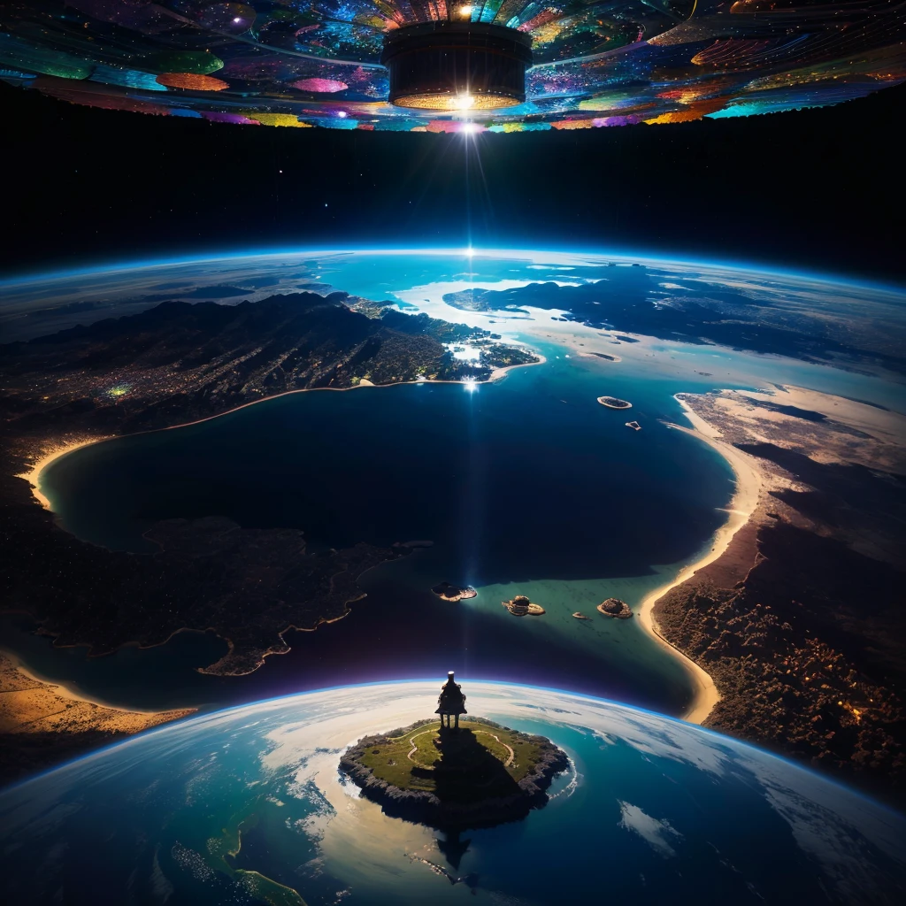 mysteriousな超巨大なトンネルの中に森がある,Different world,The sunlight from the sun shines on the earth,Colorful,Best Quality,8k,mysterious,Fantasy,Different space,There are many different creatures,Nature,romantic,A world beyond imagination,Dream world,Huge river,masterpiece,最高masterpiece,perfection,