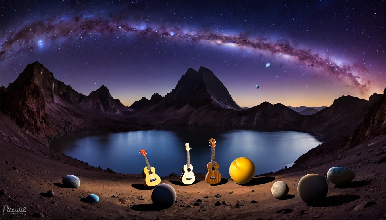 Ukulele (Planet Venus, Marte, Pluto, saturn in the background)