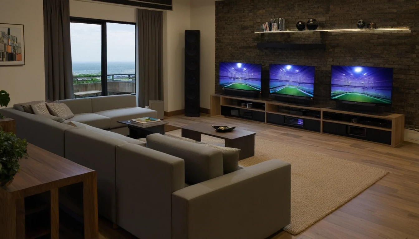 Living room with several TVs