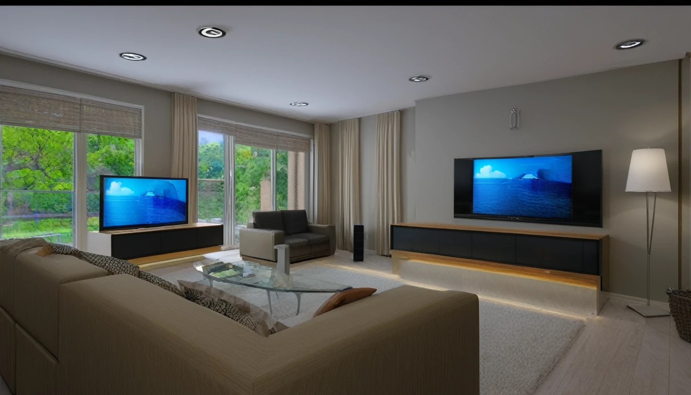 Living room with several TVs