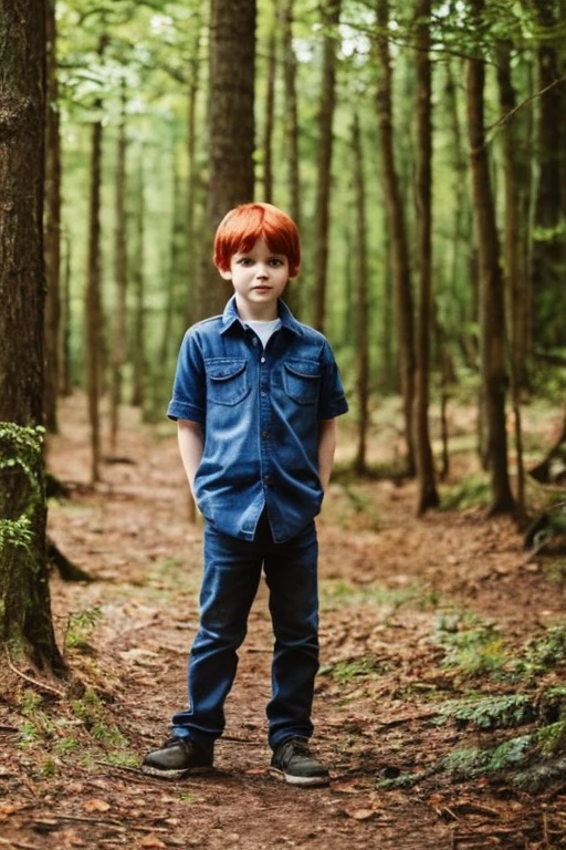 (masterpiece:1.2, Highest quality), forest, A boy, boy, Redhead, , thought