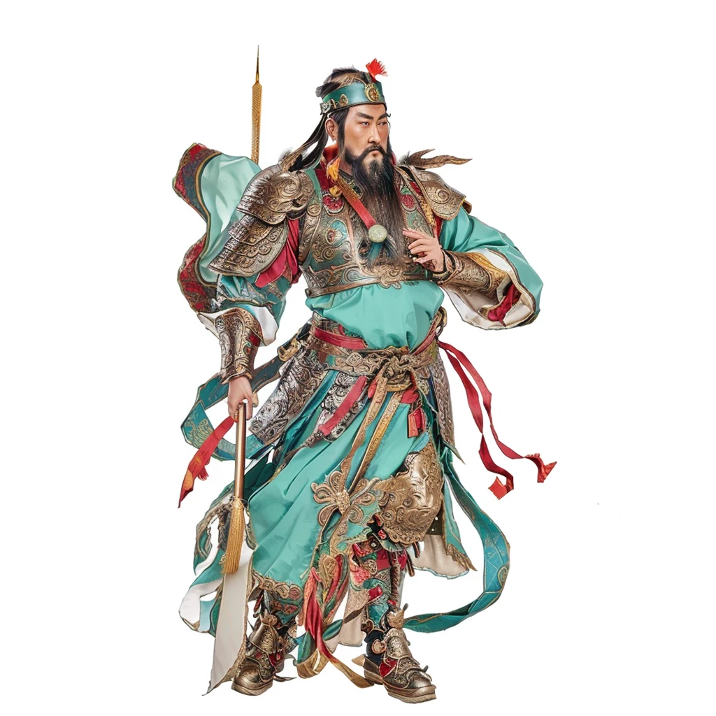 Guan Yu， guan yu, ancient chinese warrior, male deity, taoist priest, deity ribbon