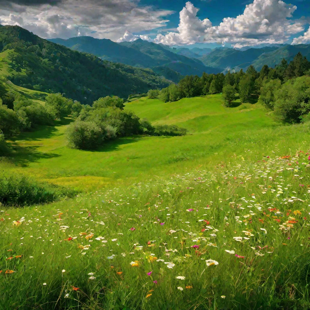 (masterpiece, best quality:1.2), Fields of grass and flowers