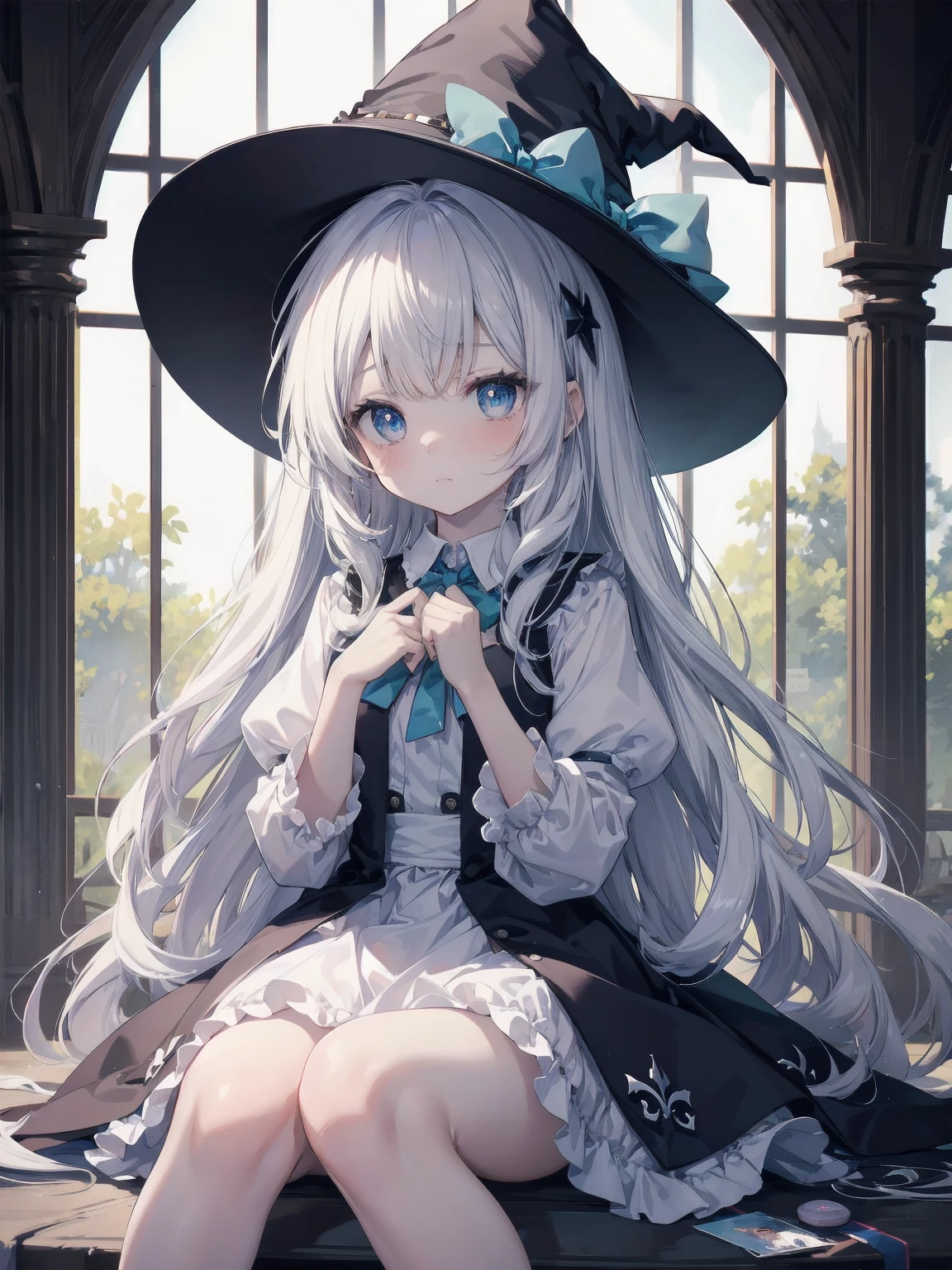 🎶, (🧙♀️), ✡, ✨(black hat), , Alice in Wonderland, Alone, very beautiful, cute, adorable, embarrassed, alone, blue eyes, white skin、look at viewer、looking up,kawaiitech, pastel colors, kawaii, cute colors,Alice in Wonderland, alone, very beautiful, cute, adorable, embarrassed, alone, blue eyes, white skin,skirtlift