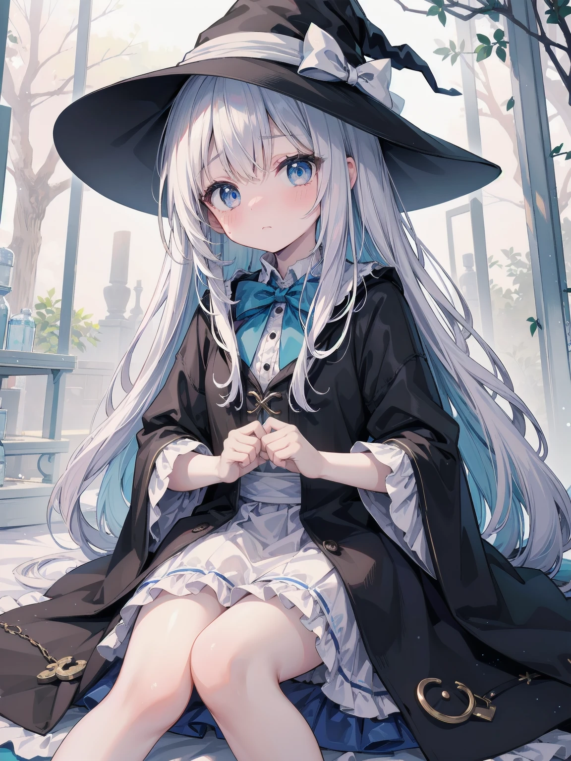 🎶, (🧙♀️), ✡, ✨(black hat), , Alice in Wonderland, Alone, very beautiful, cute, adorable, embarrassed, alone, blue eyes, white skin、look at viewer、looking up,kawaiitech, pastel colors, kawaii, cute colors,Alice in Wonderland, alone, very beautiful, cute, adorable, embarrassed, alone, blue eyes, white skin,skirtlift