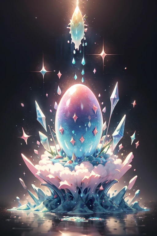 (Very detailed, Pixel perfect, High resolution, Highest quality, ), a slime monster,Attack to the right, Magical Aura, The background is full of magic particles, water, Shining Light, reflected light, 8k, Super Detail,