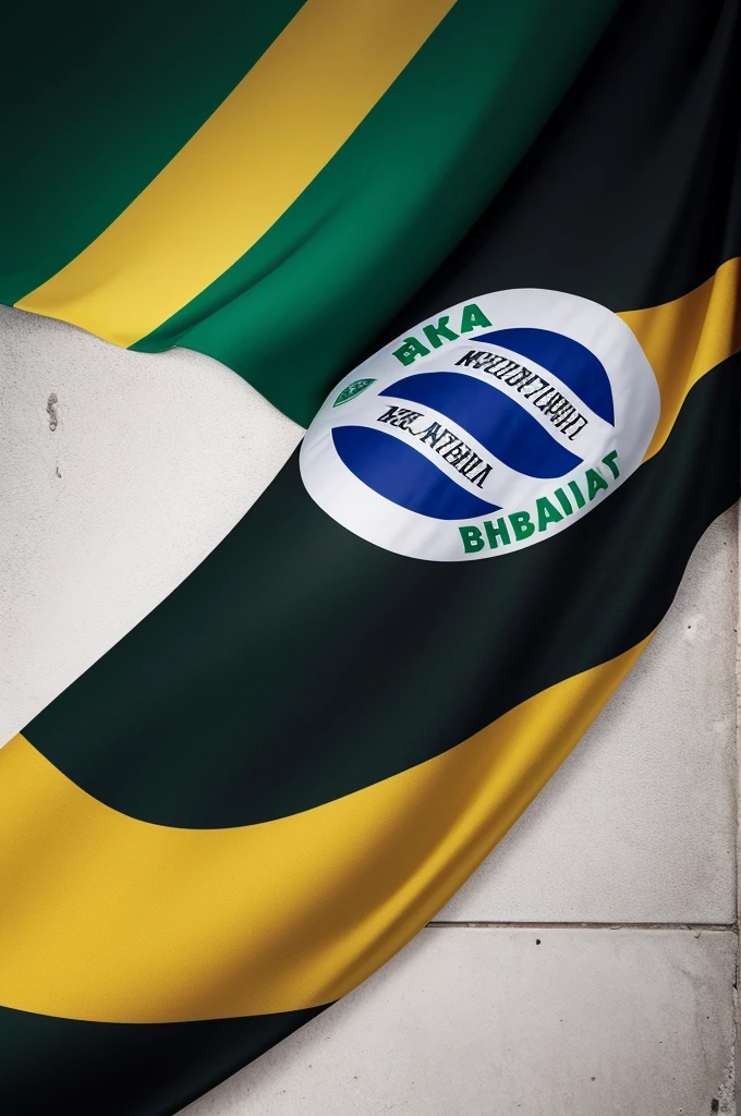 Photo of the Brazilian flag in the background, a little black