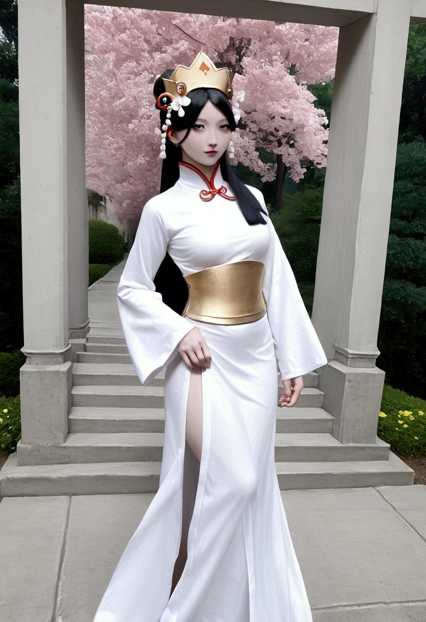 A woman in a blue and white dress with flowers in her hair, Hanfu, palace, girl in Hanfu, blue Hanfu, white Hanfu, Wearing ancient Chinese costumes, ((Beautiful fantasy queen)), ancient Chinese Princess, Chinese style, Chinese traditional clothing, Ancient Chinese Clothing, Beautiful fantasy queen, Chinese Princess, Traditional beauty,