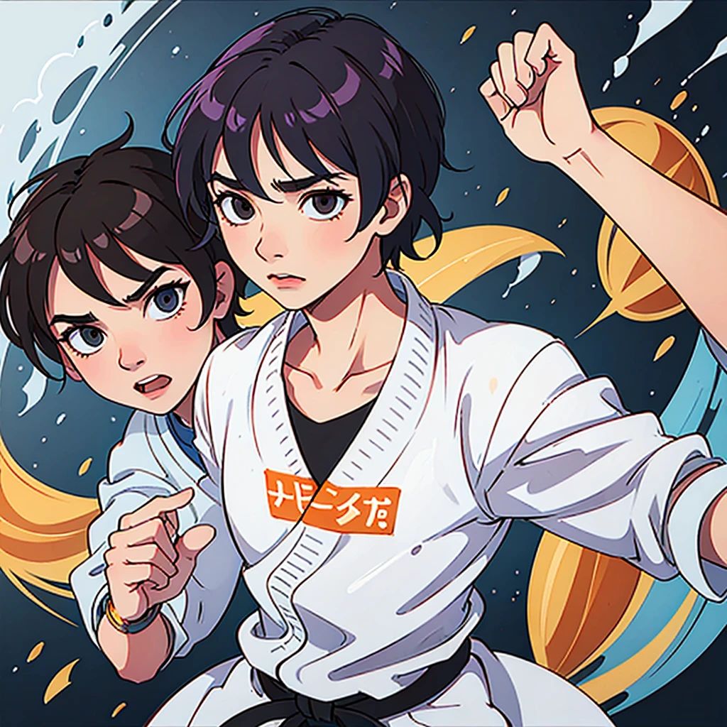 and 18 year old boy, learning karate