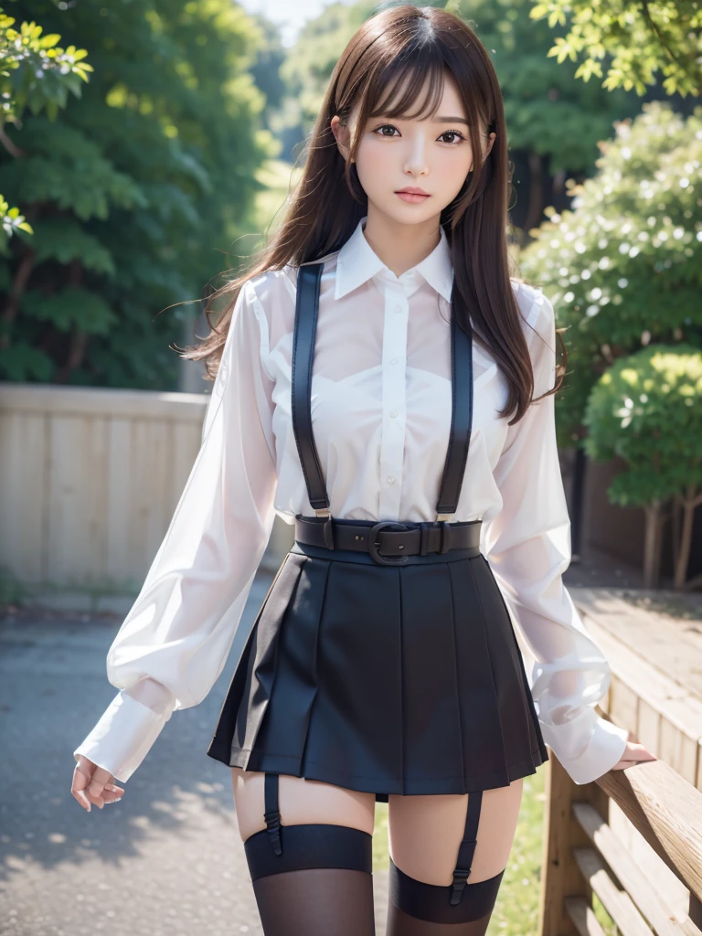 NSFW:1.3、Masterpiece、最high quality、high quality、High definition、High resolution、High Detail、Lens flare、Ray Tracing、high qualityのテクスチャ、high qualityのシャドウ、Beautiful details、Detailed explanation、Detailed texture、Realistic facial expression、Realistic and colorful、Delicate、Cinematic Light、Side light、Sharp Focus、(Gravure Girls)、(Intricate detailakeup、Pure Eros Face_v1:0.5)、(Details Beautiful delicate face、Detailed beautiful delicate eyes、Perfect Facial Proportions、Detailed skin、Charm、Large upward-facing breasts、Slender beauty)、(Chest protrusion:1.5)、(White see-through:1.5)、Dress shirt、(High Leg:1.5)、V-Cut、(See-through skirt)、(Spread your legs、Raise your elbows)、Wet、Open skirt、High slit、Skirt soaring in the wind、Lift-up skirt、Micro Mini Skirt、Pleated skirt、socks、tie、watch、Smile、Brown Hair、(Take a deep breath、Work on this image step by step)
