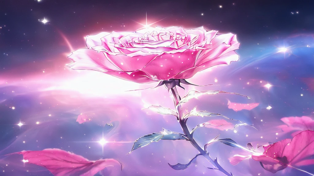 there is a pink Rose with a starburst in the background, melanchonic Rose soft light, Magic Flower, Rose background, Background artwork, Shiny delicate flowers, beautiful anime, pink Rose, 🌺 society, Magic Background, Glowing Flower, Rose, anime wallpaper 4k, anime wallpaper 4k, Sailor Moon. beautiful, Created by Anime Painter Studio, Sailor Moon