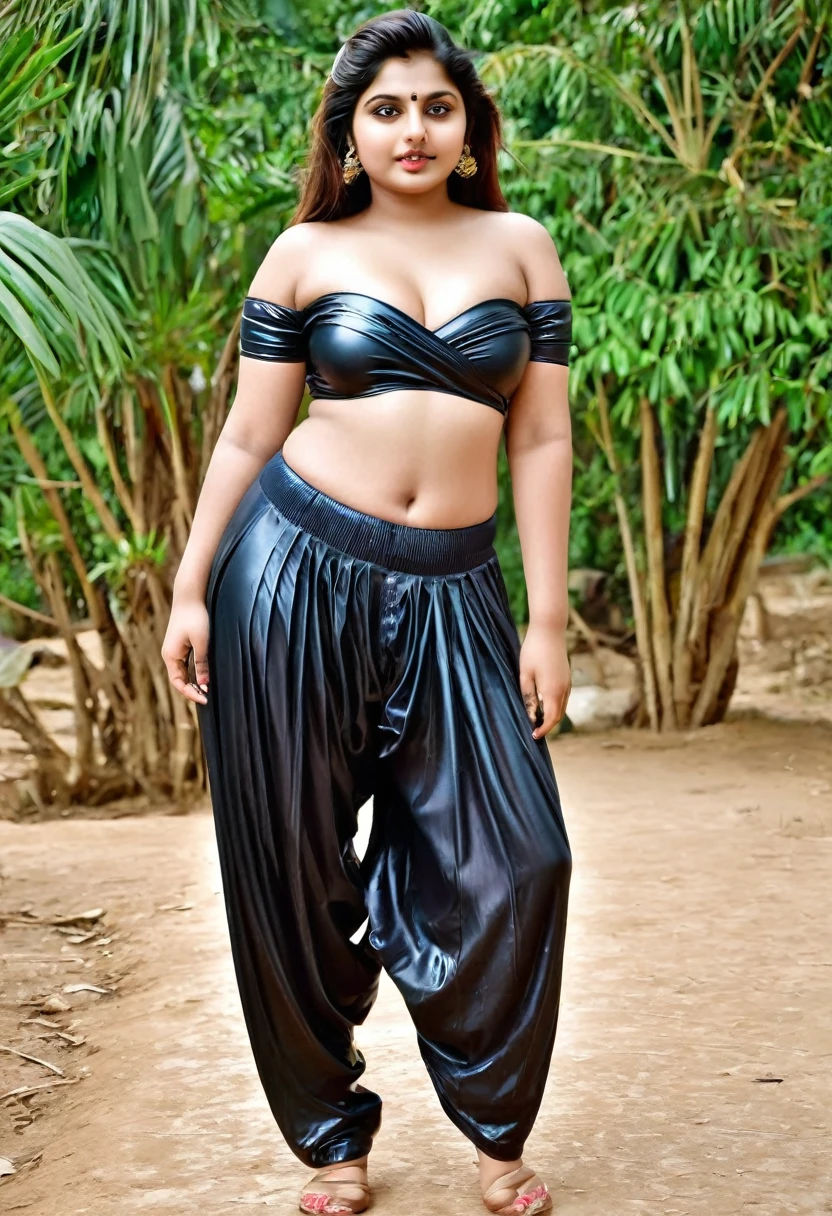 Adolescent girl, Age 12 - 14 years, huge breasts and large juicy hips, wearing thin extremely tight pleated latex patiyala salwar, off shoulder, enjoying sexual fantasies, Extremely Feminine, Extremely Sexy & Erotic, Having extremely hourglass body curve. Big breasted thick thighs.