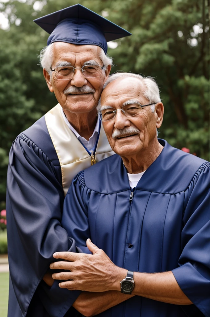 Grandfather and his graduated granddaughter 
