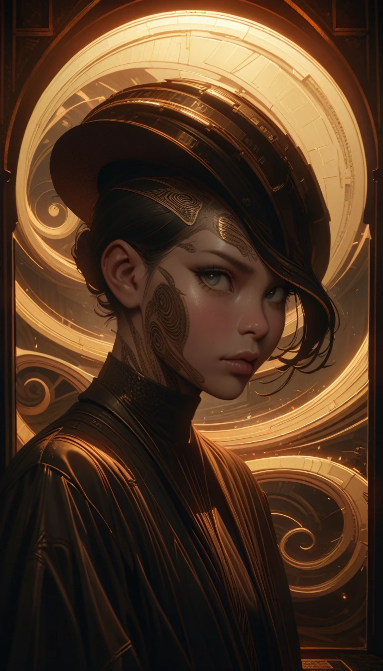 ((best quality)) , ((masterpiece)) , (detailed)，Jean-Joseph Benjamin-Constant, Glowwave, Photograph, Jake Parker, Alan Davis, Hipster Art, Cleancore, Art Deco Girl, Monstrous and Boring, Swirling, Metalcore, Film Washi, portrait art by Stanisław Ignacy Witkiewicz, detailed, intricate, background inspired, luxury, pure