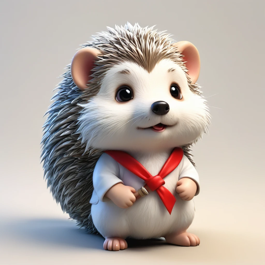 Hedgehog、Scalpel、Shy、Standing alone, looking down、No clothes on、Wearing a red ribbon、