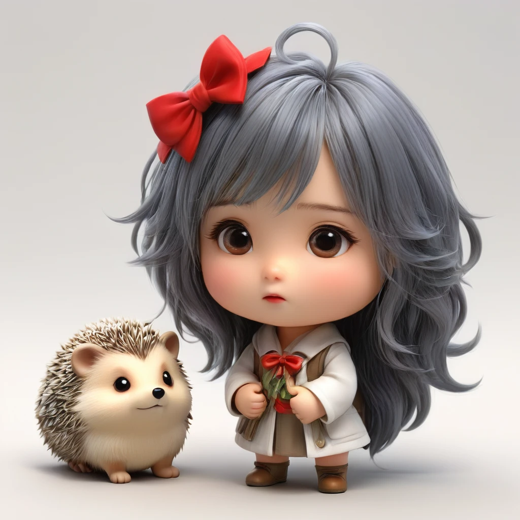 Hedgehog、Scalpel、Embarrassed look、Standing alone, looking down、No clothes on、A red ribbon on her head