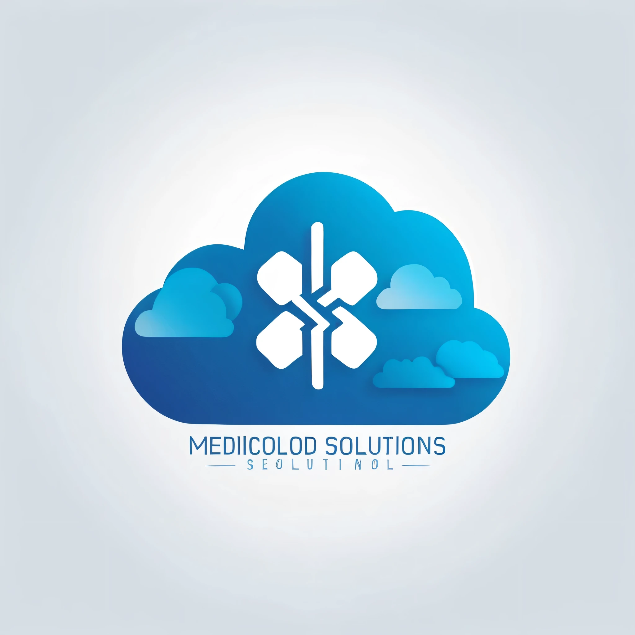 logo, A logo for MediCloud Billing Solutions LLC, featuring a cloud symbol with modern design elements. The logo should use a gradient of blue (#5AB2FF) and teal colors. The pattern should include a series of curved lines within the cloud, creating a wave-like effect, and incorporate horizontal lines beneath the cloud to symbolize layers or levels. The design should be sleek, minimalistic, and convey a sense of technology and innovation, LogoMediCloud