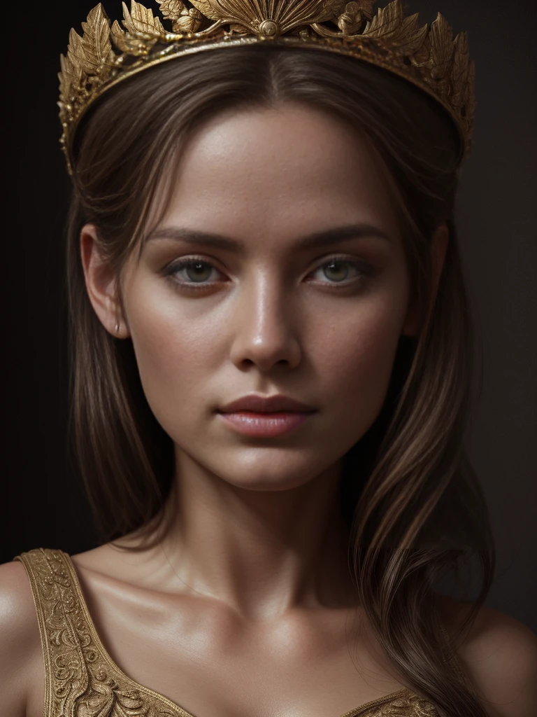 a beautiful fertility goddess,1girl, gentle smile, with beautifully detailed black kite wings:1.0, beautiful detailed eyes,beautiful detailed lips,extremely detailed face and features,long flowing hair,intricate golden crown,elegant flowing toga,ethereal glowing aura, fantastical landscape background, dramatic lighting,cinematic composition,fantasy,digital painting,muted color palette,dramatic chiaroscuro,highly detailed,8k,photorealistic,masterpiece