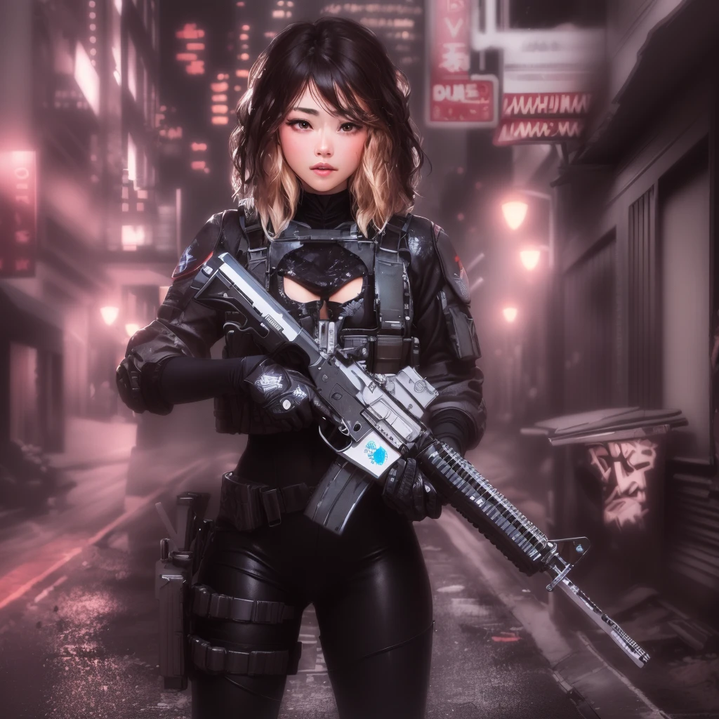 there's a woman with a gun standing in an alley, 8k 3D rendering character art, 坏蛋动漫8 K, DeviantArt Artstation CGScosiety, Punisher, Portrait photo, tough look, in the style of wonder, stylized urban fantasy art, ross tran 8k, high definition cg society, beautiful digital art, comic book character, stunning character art