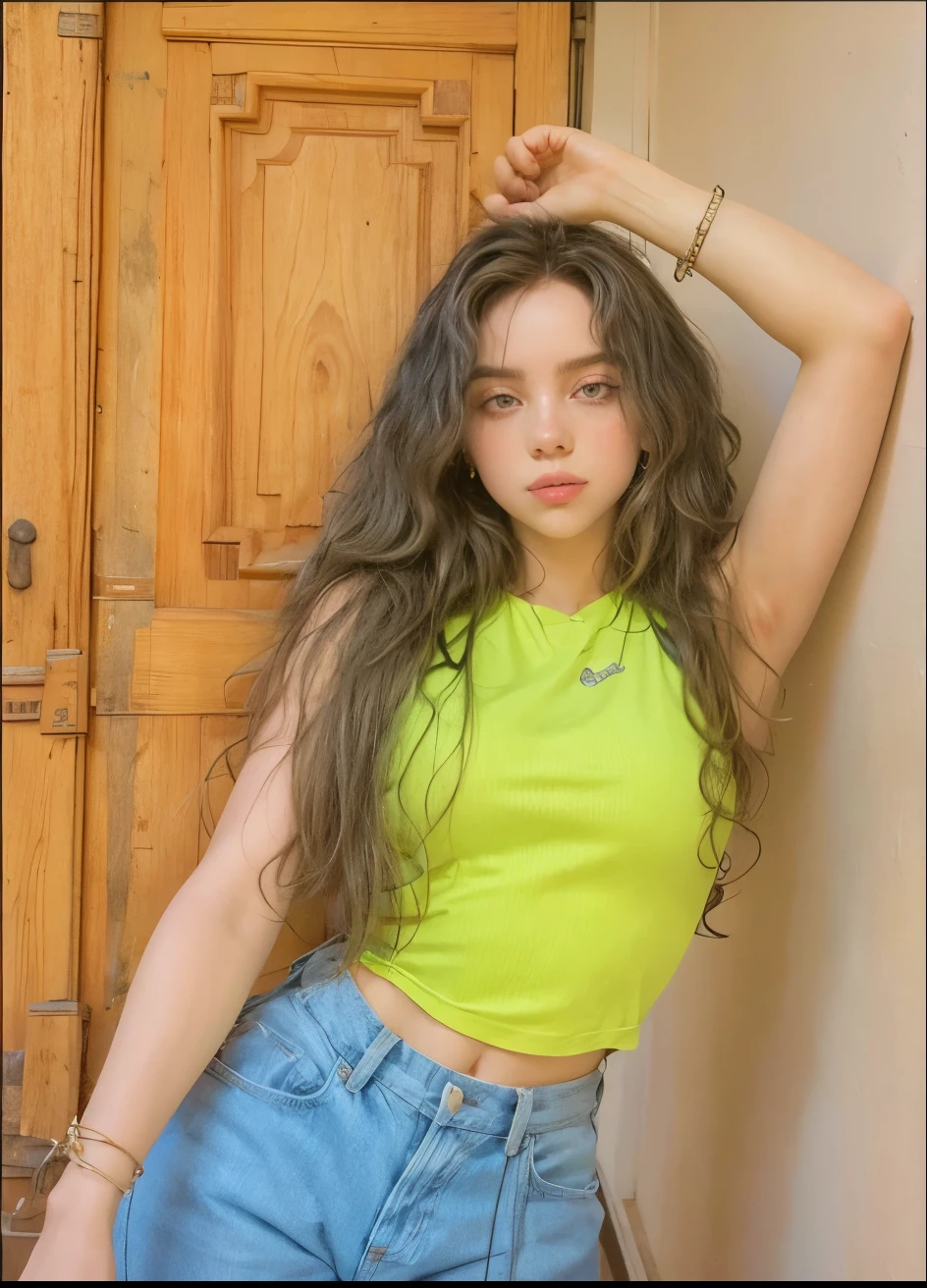 18-year-old, adorable, British girl, 15 years old, portrait ,Tank top((mini skirt))、Thighs Thighs Nose:1.1), hair scrunchie, Beautiful ponytail , (high color saturation,catch light:1.0), (highly detailed skin), (highest quality:1.0), (ultra high resolution:1.0) ,(realistic:1.0), (Super detailed:1.0), (8K, RAW photo:1.1),( smile:0.8),looking at the viewer