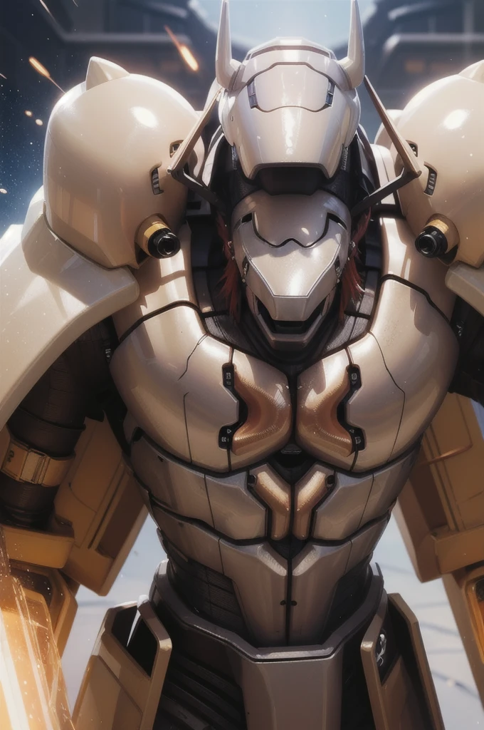 Masterpieces,official art,anthro,male,(wargreymon:1.2),Delicate face,Delicate eyes,helmet, armor, horn, digimon, upper body, depth of field, perfect lighting, light particles,(best quality),(masterpiece),(ultra detailed),sharp focus,light particles 