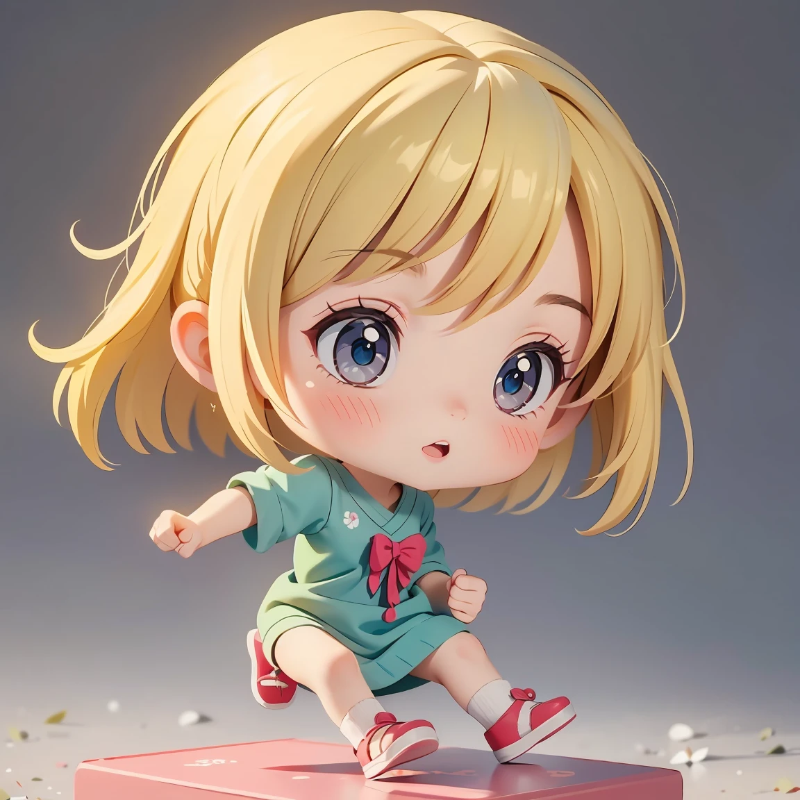  Super Chibi Character：1.8、wearing cute sandals、background：Simple all over、Blonde Hair、Cute 7 year old girl、Random cute outfits、Short legs、Sandals with ribbon、I fell while running、I fell while running、I fell while running、I fell while running
