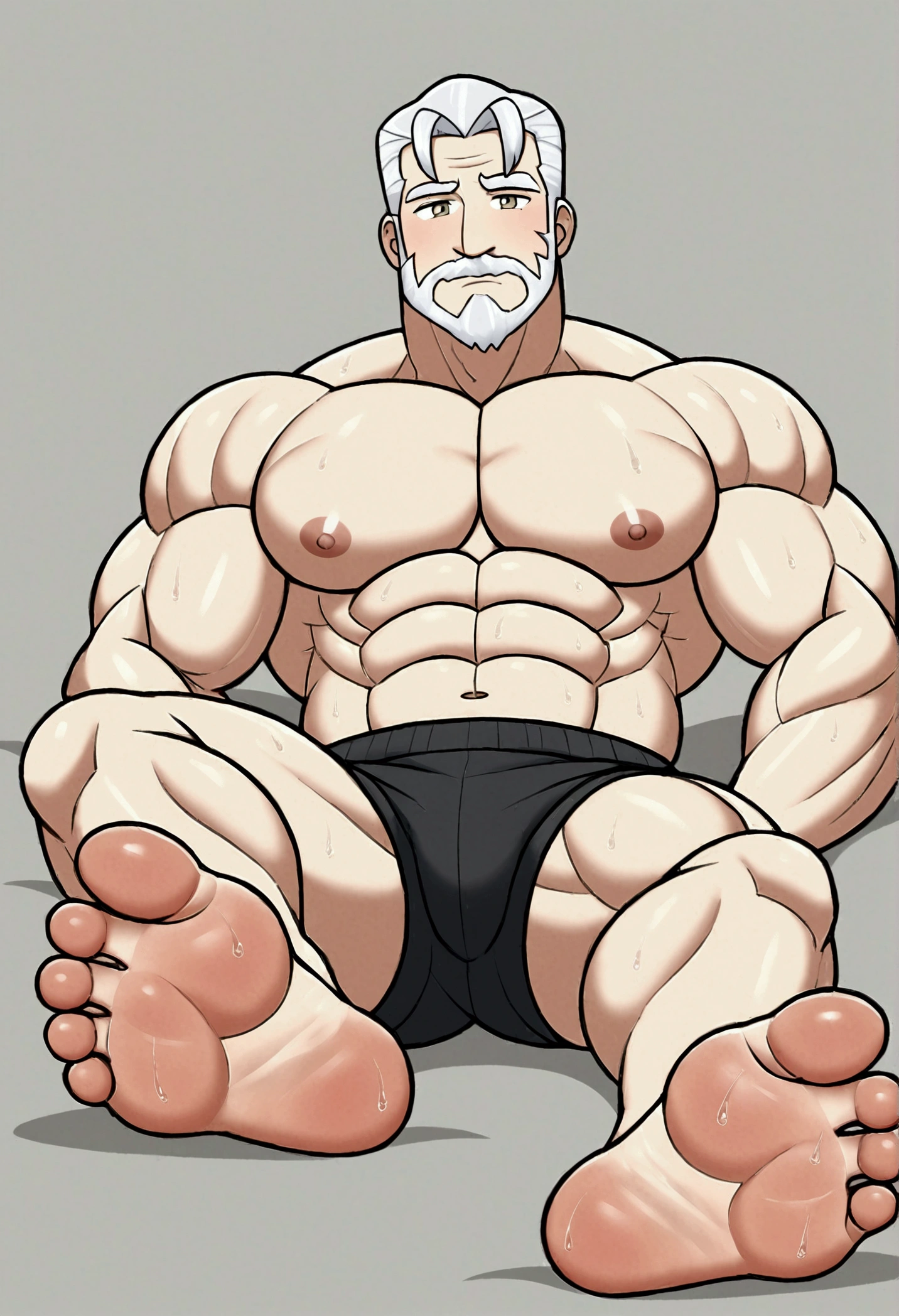 Father lying on the bed nude ,((Cool Father:1.3)),((muscle)) full Body、(tall)masterpiece, highest quality, Illustration of the novel, High resolution,A special day to express gratitude to one&#39;s father、Father&#39;s Day is approaching。Warm Father、strict father, feet, sweaty feet.