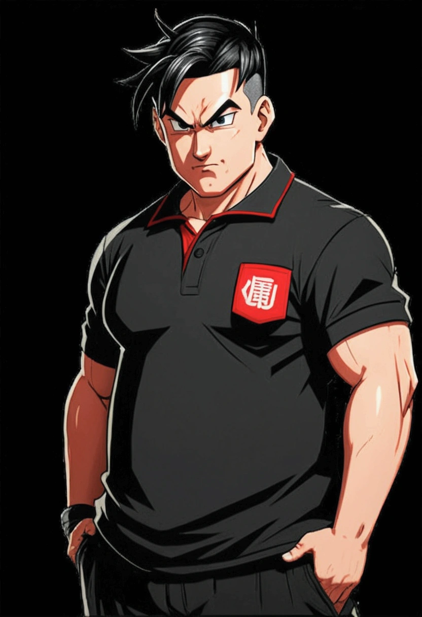 Cartoon man character in DRAGON BALL style, fighting position, based on my image