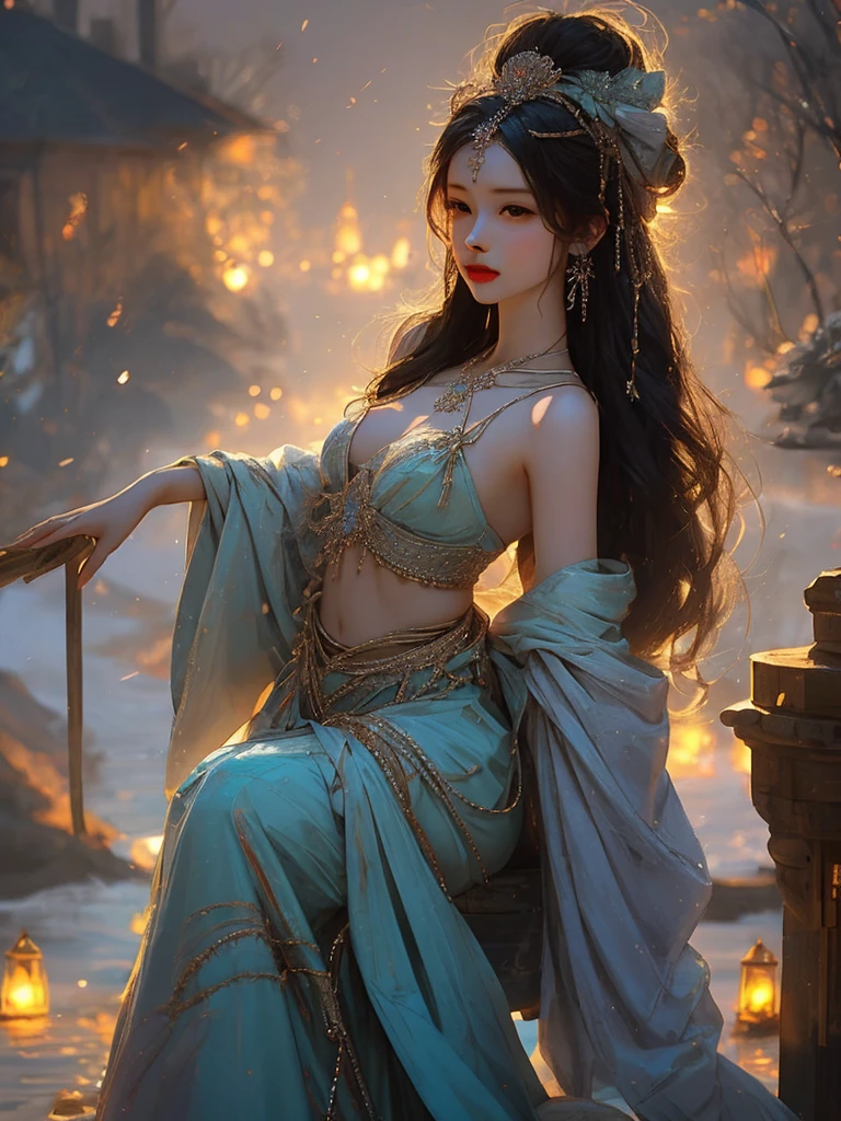 最high quality, masterpiece, High resolution, One girl, Light Powder Gauze Dress, Luxury Hair Accessories, Beautiful Necklace, Fine Jewelry, Beautiful Face, physically, Tyndall effect, Realistic, Shadow Studio, Edge lighting, 2-color illumination, (Skin with attention to detail: 1.2), 8k ウルトラHD, Digital SLR, Soft Light, high quality, Volumetric Light, I Go Shot, photograph, High resolution, 4K, 8k, Background Blur,