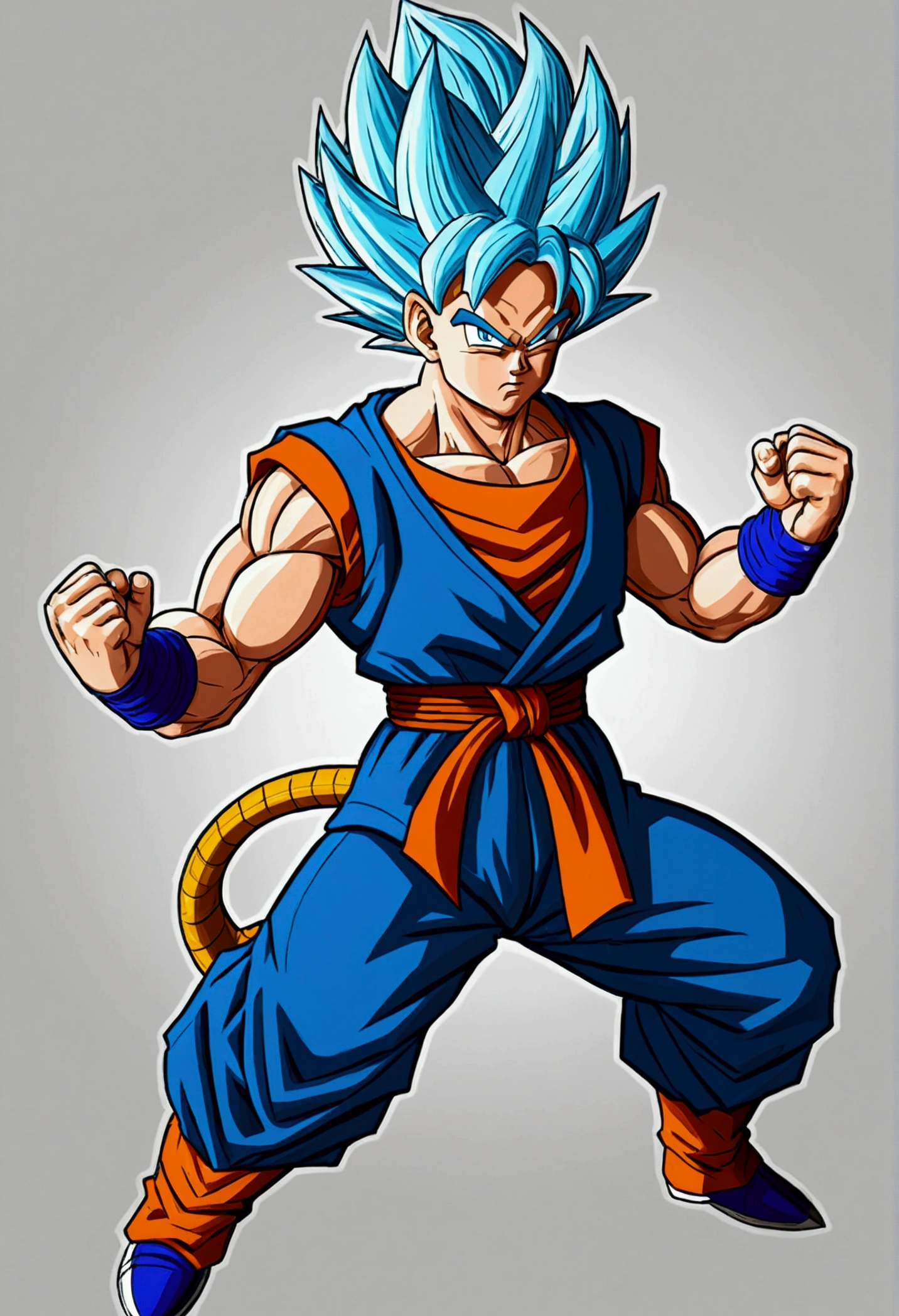 Cartoon man character in DRAGON BALL style, fighting position, based on my image
