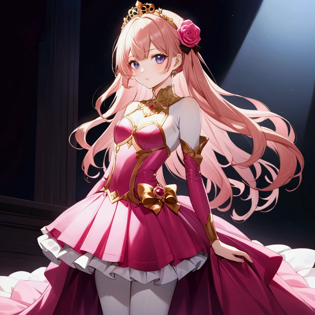 anime girl in a pink dress with a crown on her head, cute anime waifu in a nice dress, cushart krenz key art feminine, ayaka genshin impact, royal elegant pose, anime princess, anime goddess, marin kitagawa fanart, in dress, anime best girl, anime visual of a cute girl, detailed key anime art, beautiful anime girl