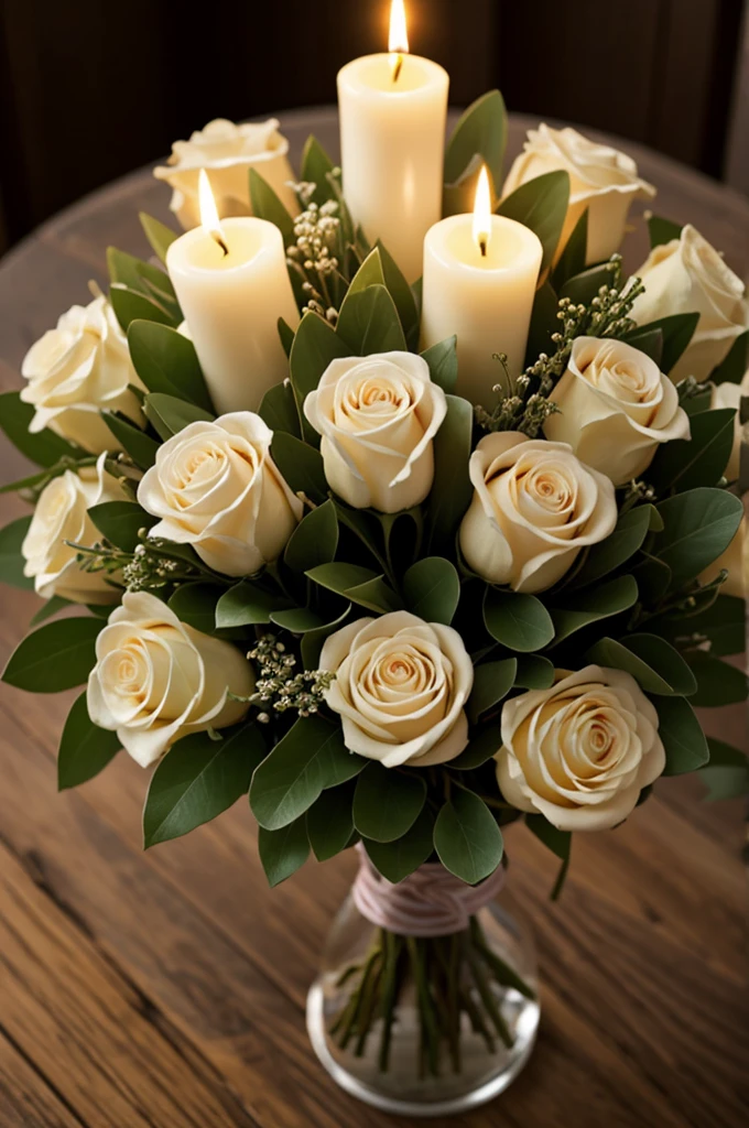 A bouquet of flowers made of candles with wicks