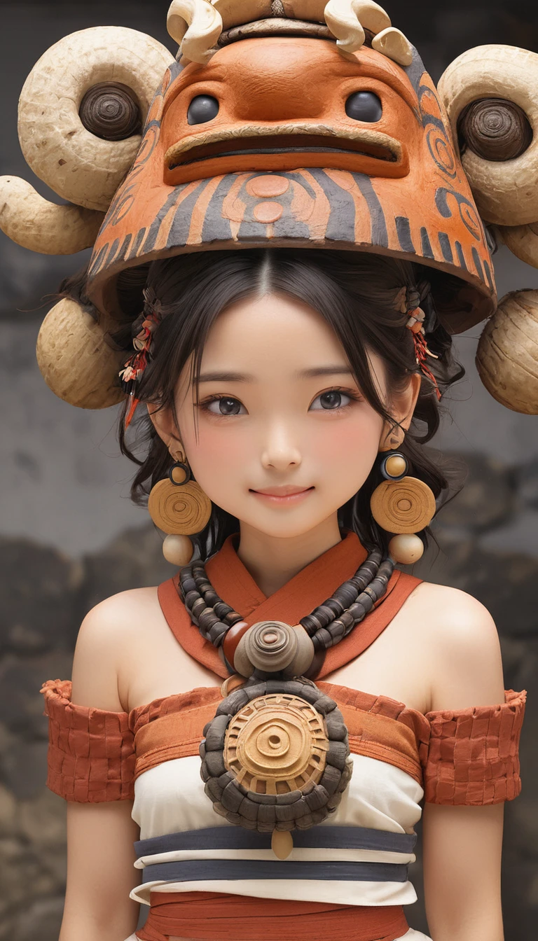 (masterpiece, Highest quality:1.2), One girl, alone,bony body、15 years old、Earrings、Jomon Period
