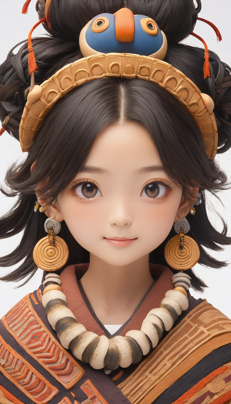 (masterpiece, Highest quality:1.2), One girl, alone,bony body、15 years old、Earrings、Jomon Period